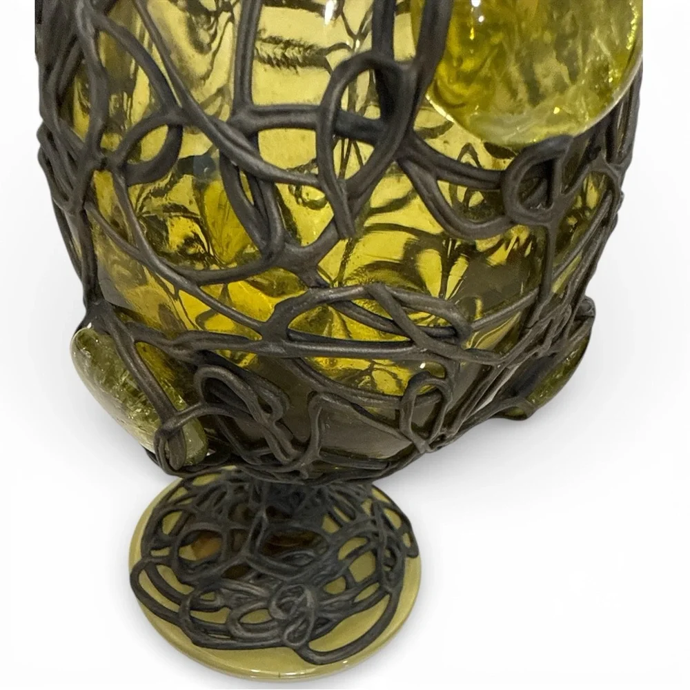 Vintage Bertino Originals Caged Bubble Glass Vase Mid Century Brutalist MCM